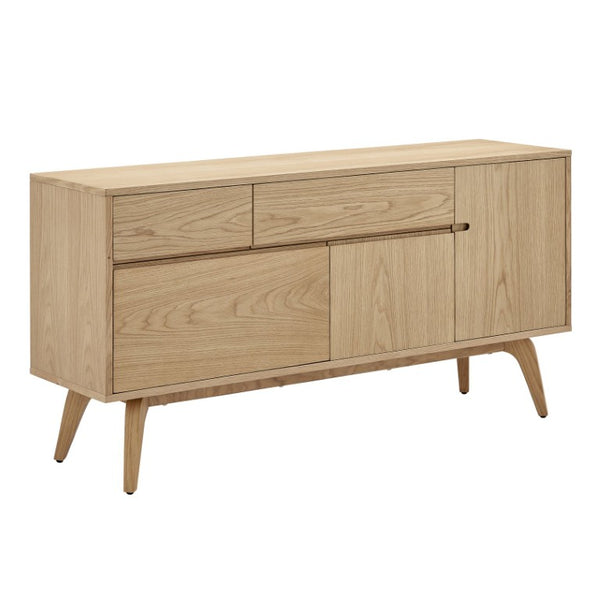 EuroStyle Lawrence Sideboard Solid Wood Legs Soft Close Drawers FSC Certified Dining Storage Oak 38936-OAK