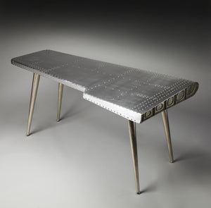 Homeroots 68" Silver Metal Writing Desk   389427