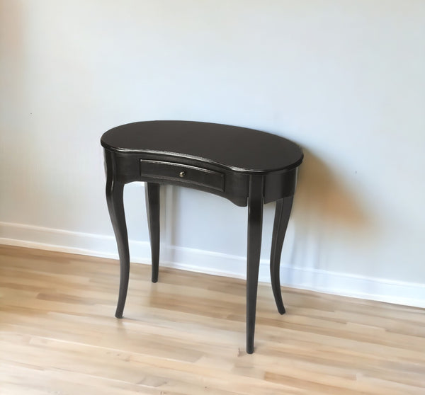 Homeroots 32" Black Solid Manufactured Wood Kidney Writing Desk   389430