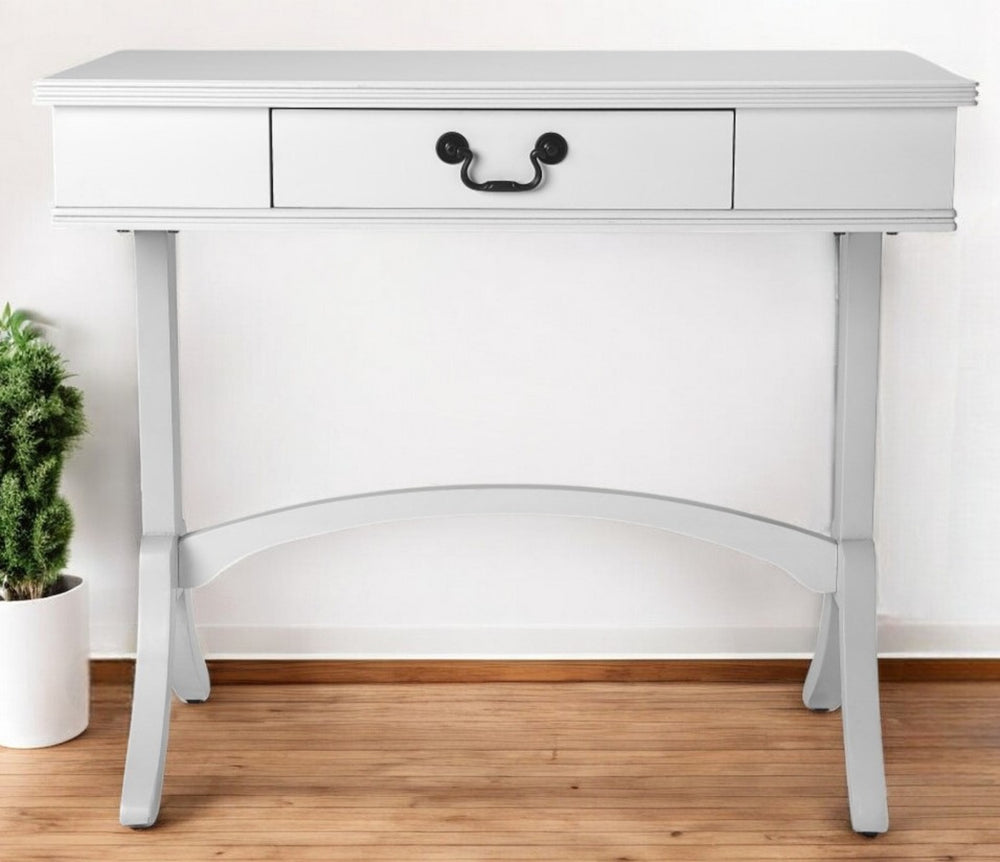 Homeroots Acacia And Pinewood White Writing Desk   389434