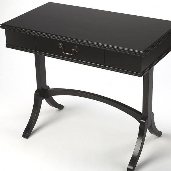 Homeroots Acacia And Pinewood Black Writing Desk   389435