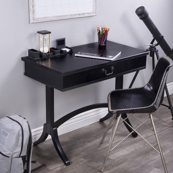 Homeroots Acacia And Pinewood Black Writing Desk   389435