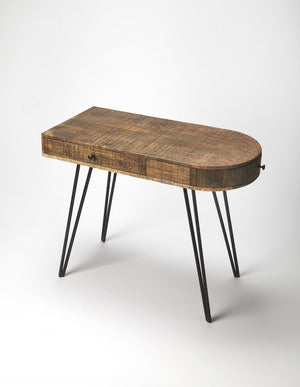 Homeroots 38" Brown And Black Solid Manufactured Wood Writing Desk With Two Drawers   389437