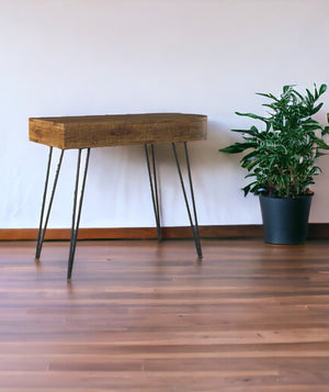 Homeroots 38" Brown And Black Solid Manufactured Wood Writing Desk With Two Drawers   389437