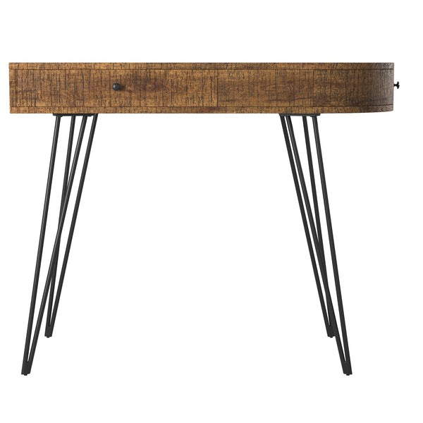 Homeroots 38" Brown And Black Solid Manufactured Wood Writing Desk With Two Drawers   389437