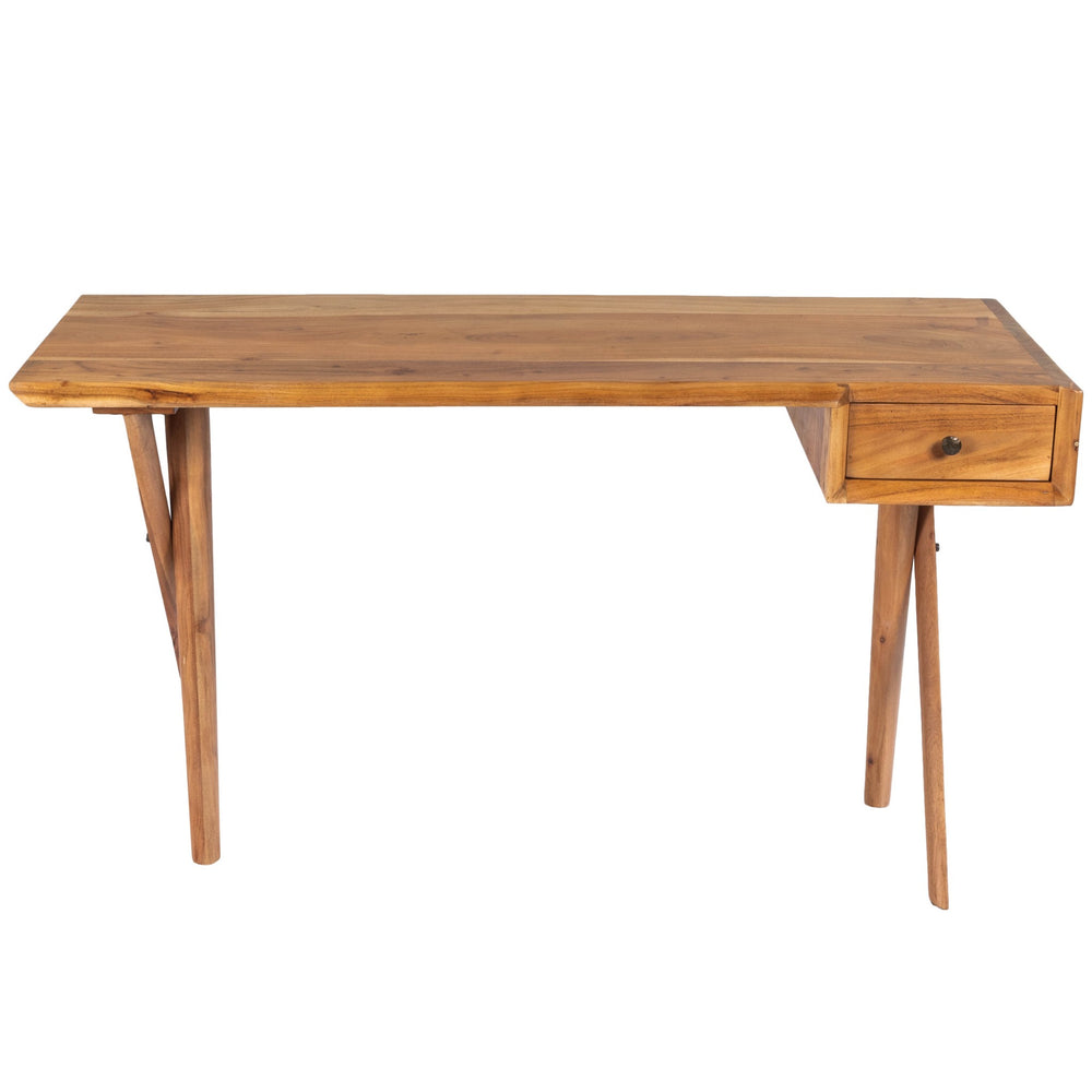 Homeroots 54" Brown Acacia Wood Writing Desk   389439