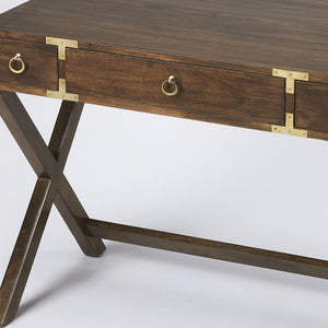 Homeroots 40" Dark Brown Solid Wood Writing Desk With Three Drawers   389444