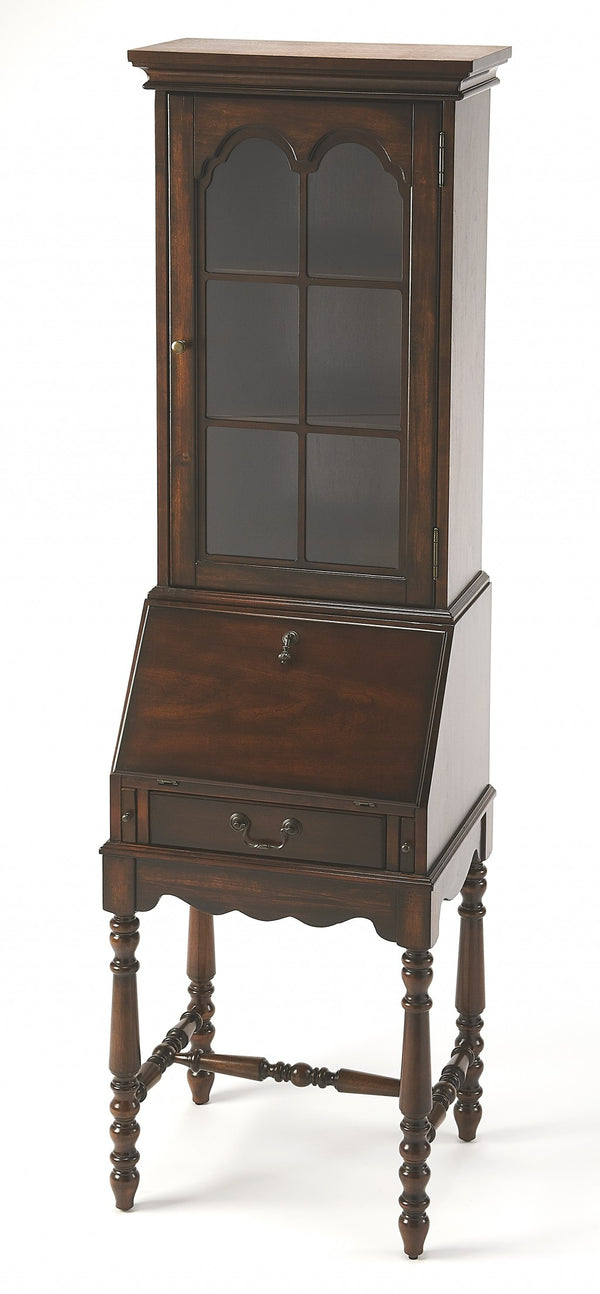 Homeroots 74" Brown Cherry Traditional Secretary Organizing Desk   389445