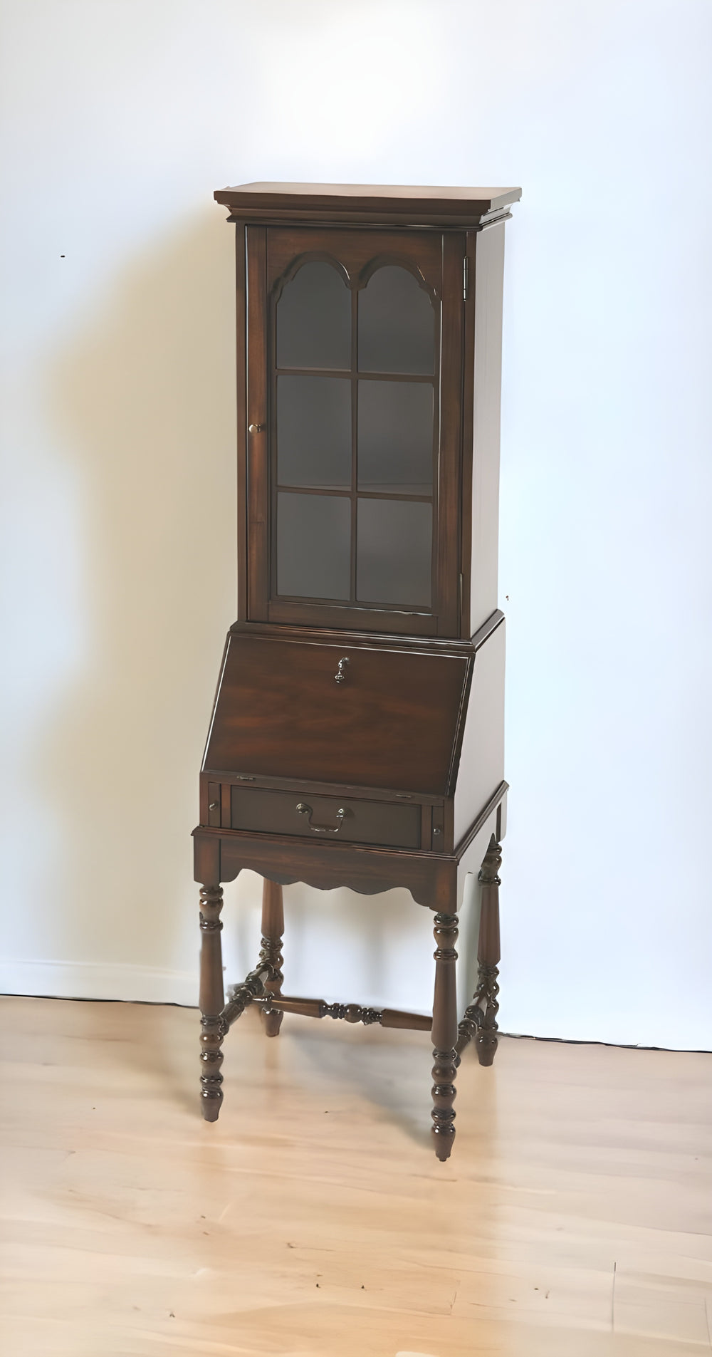 Homeroots 74" Brown Cherry Traditional Secretary Organizing Desk   389445