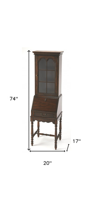 Homeroots 74" Brown Cherry Traditional Secretary Organizing Desk   389445