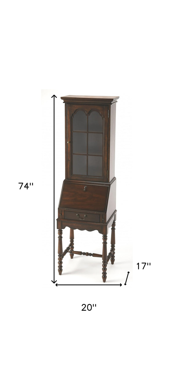 Homeroots 74" Brown Cherry Traditional Secretary Organizing Desk   389445