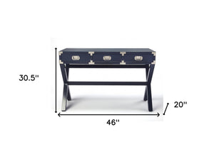 Homeroots 46" Blue Writing Desk With Three Drawers   389449