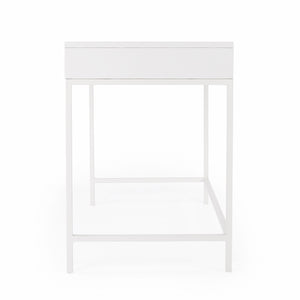 Homeroots 40" White Solid Wood Writing Desk With Two Drawers   389450