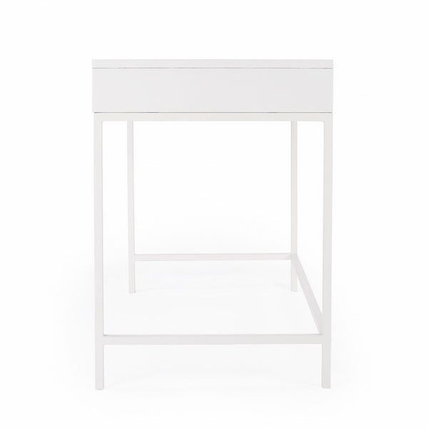 Homeroots 40" White Solid Wood Writing Desk With Two Drawers   389450