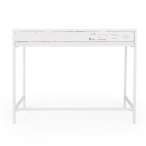 Homeroots 40" White Solid Wood Writing Desk With Two Drawers   389450