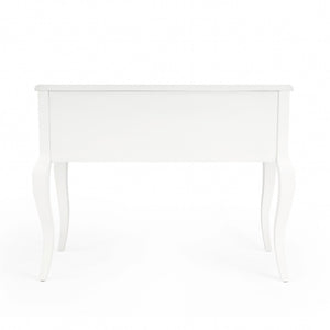 Homeroots 40" White Acacia Wood Writing Desk – Elegant Design With 5 Drawers For Stylish Home Office Storage   389451