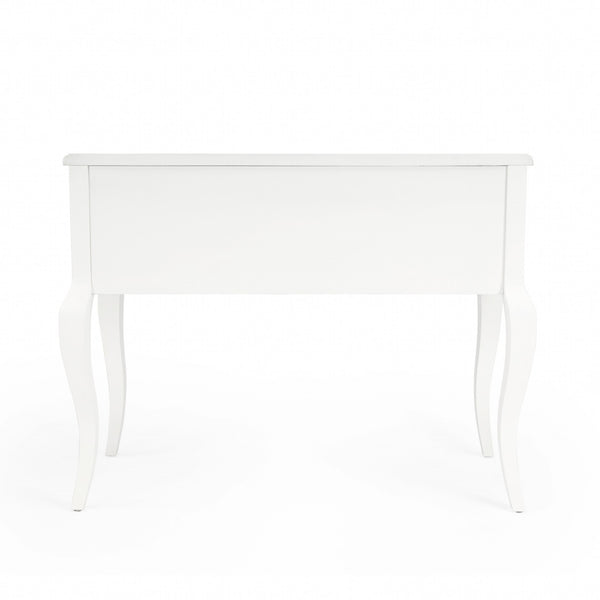Homeroots 40" White Acacia Wood Writing Desk – Elegant Design With 5 Drawers For Stylish Home Office Storage   389451