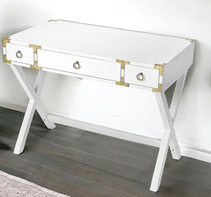 Homeroots 40" White Solid Manufactured Wood Writing Desk With Three Drawers   389453