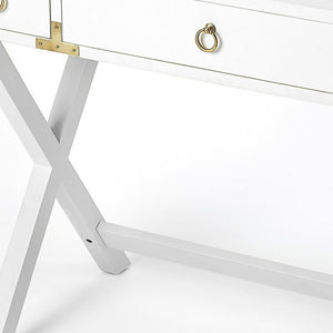 Homeroots 40" White Solid Manufactured Wood Writing Desk With Three Drawers   389453