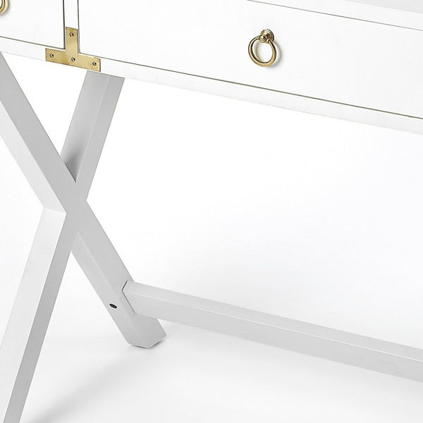 Homeroots 40" White Solid Manufactured Wood Writing Desk With Three Drawers   389453