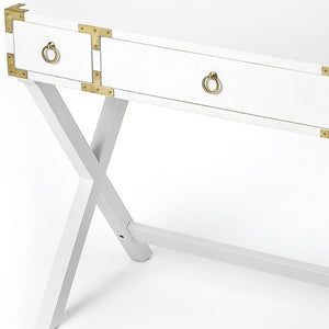 Homeroots 40" White Solid Manufactured Wood Writing Desk With Three Drawers   389453