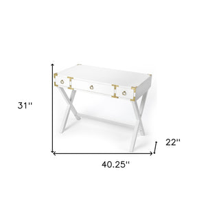 Homeroots 40" White Solid Manufactured Wood Writing Desk With Three Drawers   389453