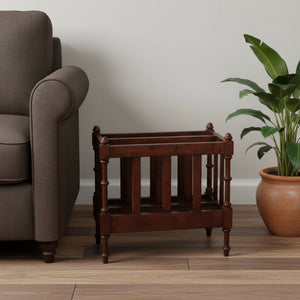 HomeRoots 17" Brown Solid Wood Magazine Holder - Elegant Storage Solution for Home and Office Organization 389454