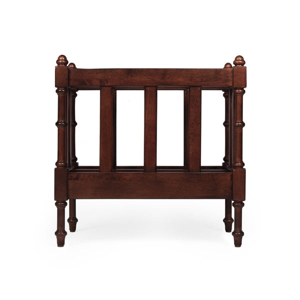 HomeRoots 17" Brown Solid Wood Magazine Holder - Elegant Storage Solution for Home and Office Organization 389454
