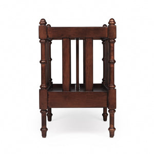 HomeRoots 17" Brown Solid Wood Magazine Holder - Elegant Storage Solution for Home and Office Organization 389454