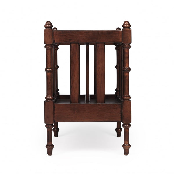 HomeRoots 17" Brown Solid Wood Magazine Holder - Elegant Storage Solution for Home and Office Organization 389454