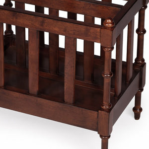 HomeRoots 17" Brown Solid Wood Magazine Holder - Elegant Storage Solution for Home and Office Organization 389454