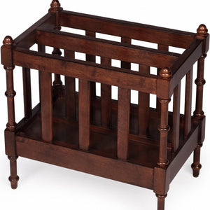 HomeRoots 17" Brown Solid Wood Magazine Holder - Elegant Storage Solution for Home and Office Organization 389454