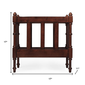 HomeRoots 17" Brown Solid Wood Magazine Holder - Elegant Storage Solution for Home and Office Organization 389454