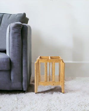 Homeroots 21" Natural Wood Magazine Basket  Solid Wood 389458