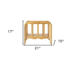 Homeroots 21" Natural Wood Magazine Basket  Solid Wood 389458