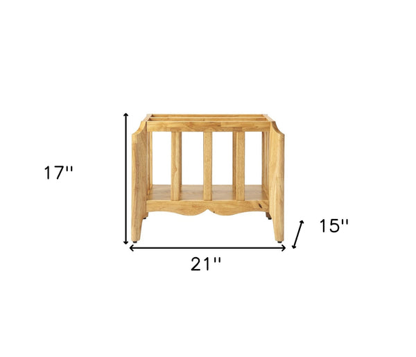 Homeroots 21" Natural Wood Magazine Basket  Solid Wood 389458