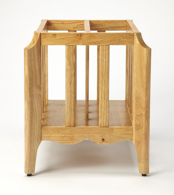 Homeroots 21" Natural Wood Magazine Basket  Solid Wood 389458