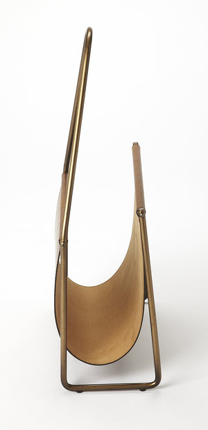 Homeroots Brown Leather Magazine Basket  Leather 389459