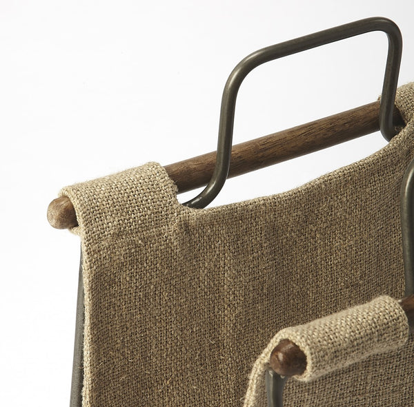 Homeroots Hanging Burlap And Iron Magazine Rack  Iron 389460