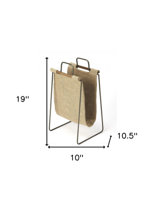 Homeroots Hanging Burlap And Iron Magazine Rack  Iron 389460