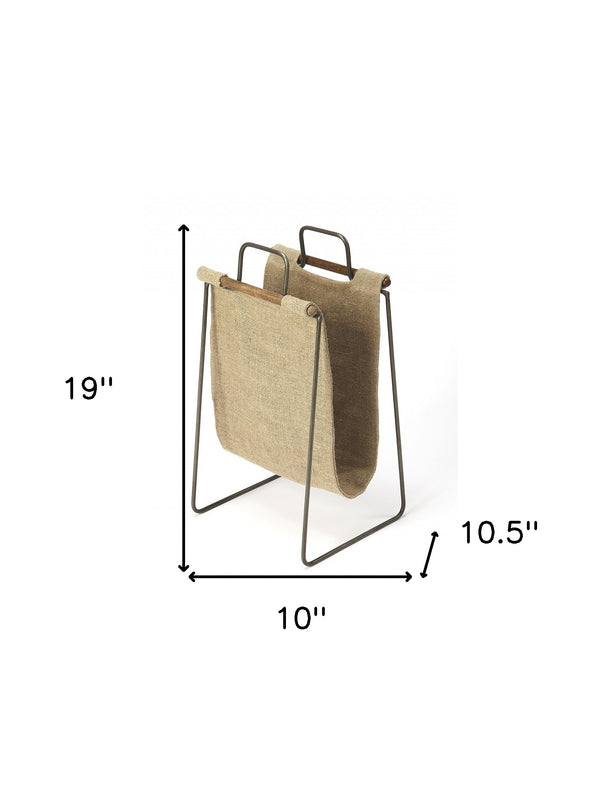 Homeroots Hanging Burlap And Iron Magazine Rack  Iron 389460
