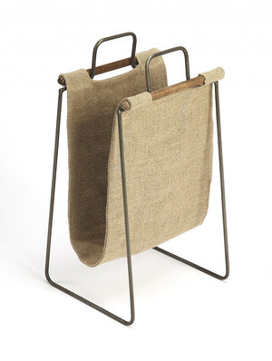 Homeroots Hanging Burlap And Iron Magazine Rack  Iron 389460