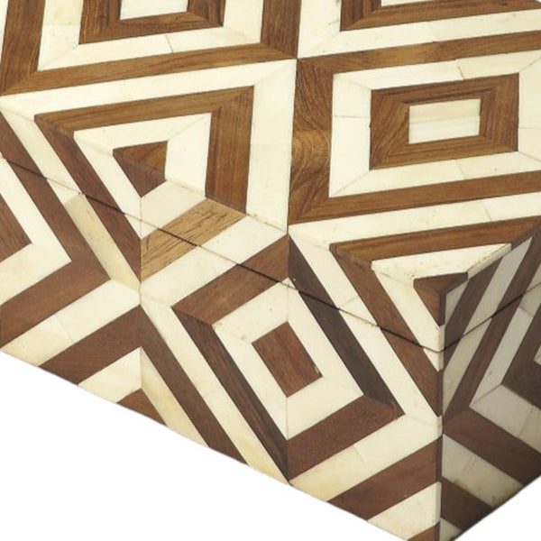 Homeroots Wood And Bone Inlay Storage Box  Solid Wood 389461