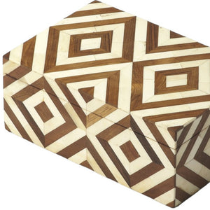 Homeroots Wood And Bone Inlay Storage Box  Solid Wood 389461