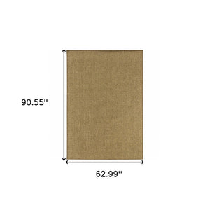 HomeRoots 5' Tan Indoor Outdoor Area Rug - Durable, Low Maintenance, Versatile Design for Every Space & Style 5'3" x 7'6" 389468