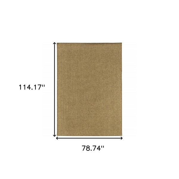 HomeRoots 5' Tan Indoor Outdoor Area Rug - Durable, Low Maintenance, Versatile Design for Every Space & Style 6'7" x 9'6" 389469