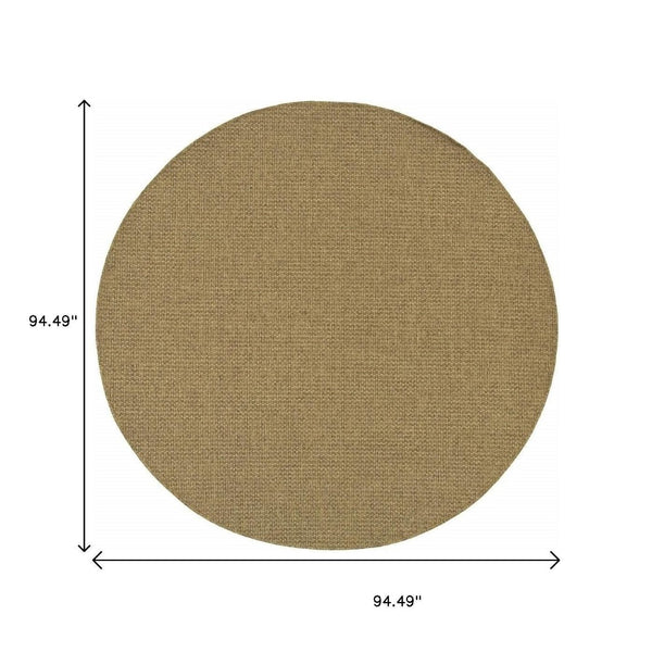 HomeRoots 5' Tan Indoor Outdoor Area Rug - Durable, Low Maintenance, Versatile Design for Every Space & Style 7'10" Round 389471