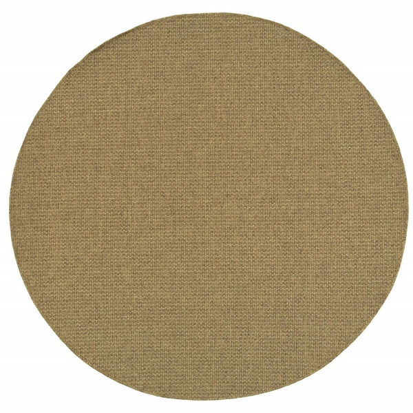 HomeRoots 5' Tan Indoor Outdoor Area Rug - Durable, Low Maintenance, Versatile Design for Every Space & Style 7'10" Round 389471
