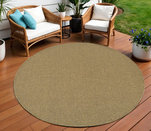 HomeRoots 5' Tan Indoor Outdoor Area Rug - Durable, Low Maintenance, Versatile Design for Every Space & Style 7'10" Round 389471
