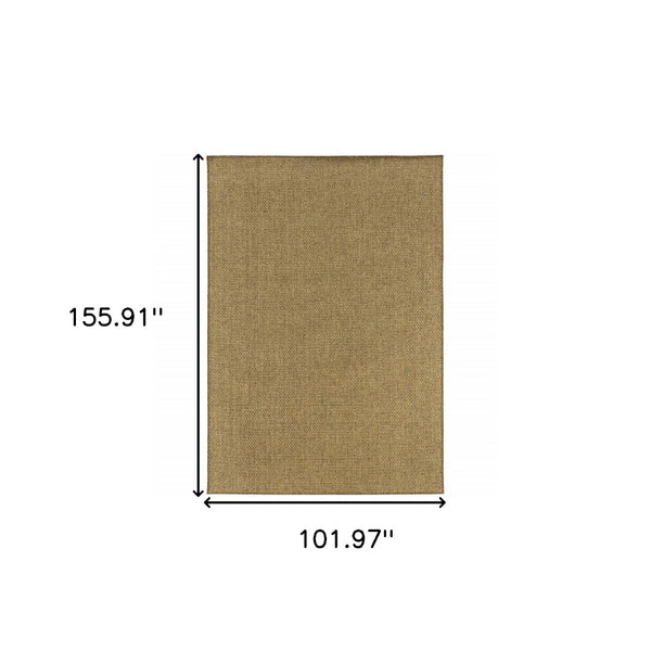 HomeRoots 5' Tan Indoor Outdoor Area Rug - Durable, Low Maintenance, Versatile Design for Every Space & Style 8'6" x 13' 389472